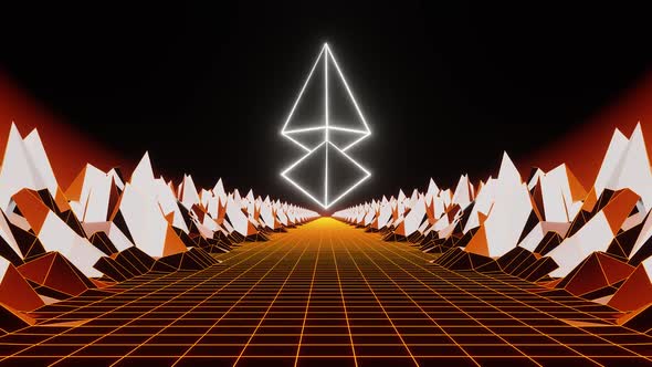 Orange Digital Road To Crypto Ethereum With Mountains VJ loop HD