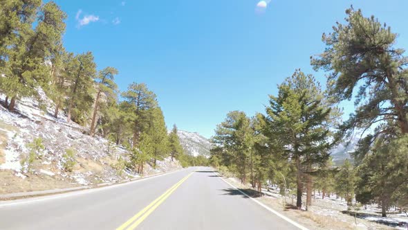 POV point of view -Driving through Rocky Mountain National Park in the Spring.