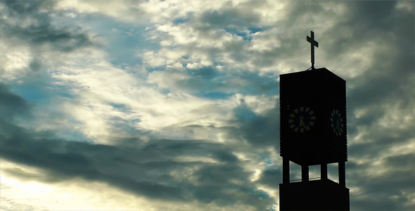 Church And Dark Clouds Time Lapse 2