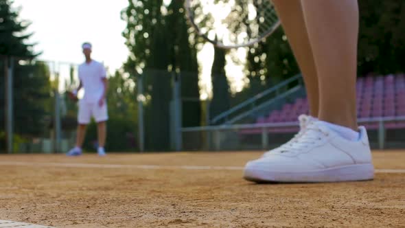 Brother and Sister Playing Tennis on Vacation, Family Weekend, Sport Lifestyle