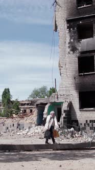 Vertical Video of War in Ukraine  Destroyed House