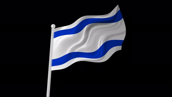 Israel Flag Flying Animated Black Background