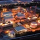 Hyperlapse Timelapse Aerial view night light oil refinery terminal is industrial facility - VideoHive Item for Sale