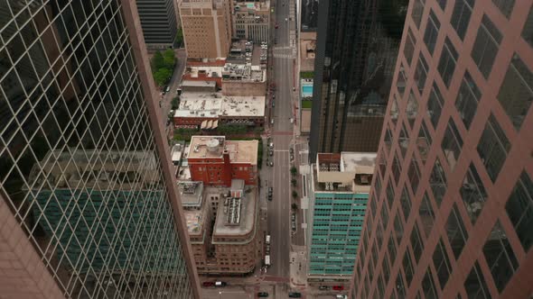 Aerial View of Street Downtown