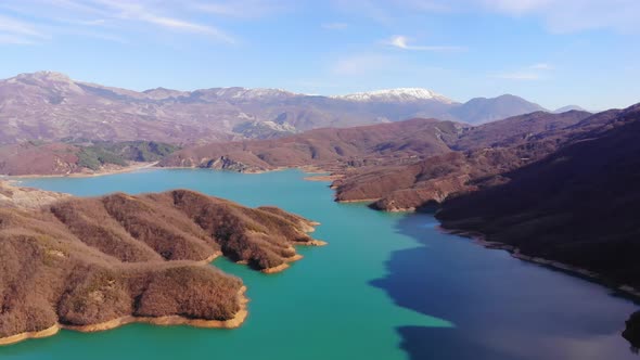 Drone Shot of Bovilla Lake Albania