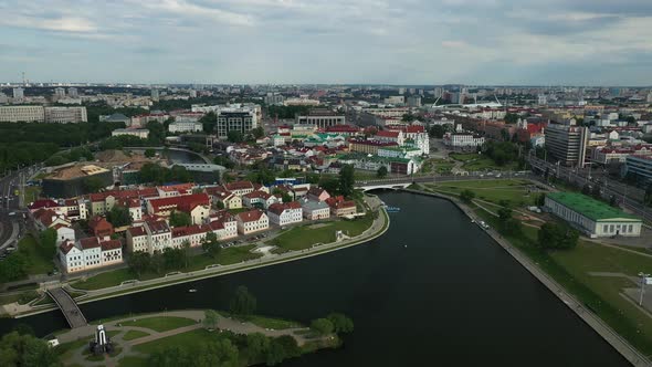 Panoramic View of the Historical Center of Minsk.Old Town in the Center of Minsk.Belarus