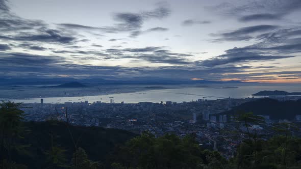 Morning landscape of Georgetown over the Penang HIll.