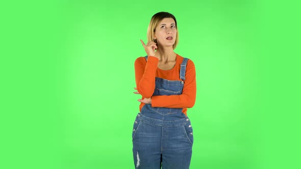 Woman Thinks About Something. Green Screen