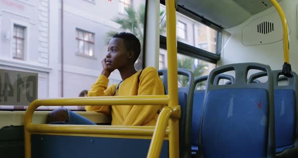 Woman travelling in bus