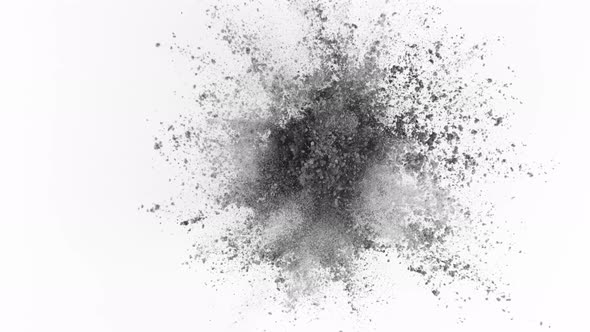 Gray powder exploding on white background in super slow motion, shot with Phantom Flex 4K alt