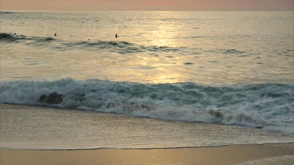 Beach and ocean waves slow motion