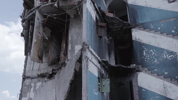 Multistorey Building Bombed During the War in Ukraine