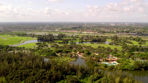 Aerial Panning Shot Markham Park Florida