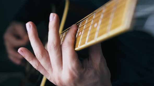 Experienced Musician Hands Perform Various Barre Chords