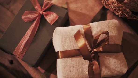 gifts in boxes with bows for the New Year