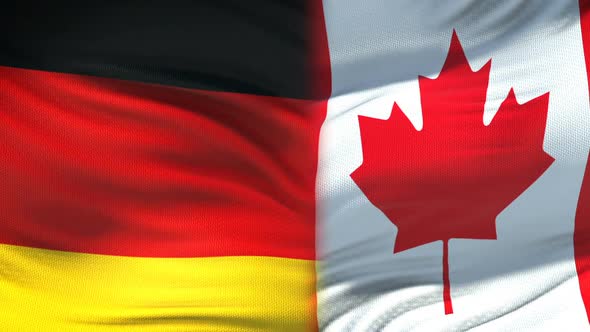 Germany and Canada Handshake, International Friendship Relations Flag Background