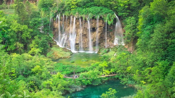 Time Lapse Waterfall in Plitvice Lakes Croatia
