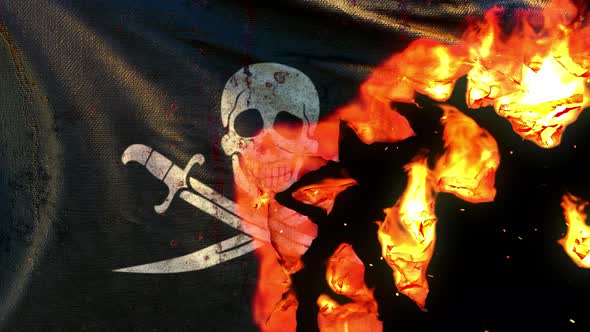 Burning Pirate Flag Transition 4K