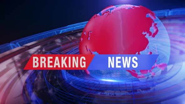 Breaking News Banner In Front Of A Digital Globe Network Looped A2