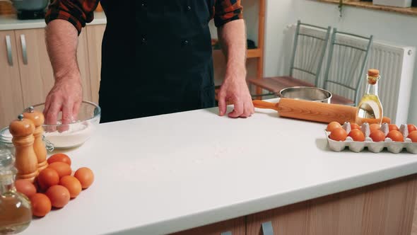 Making Dough By Man Hands at Home