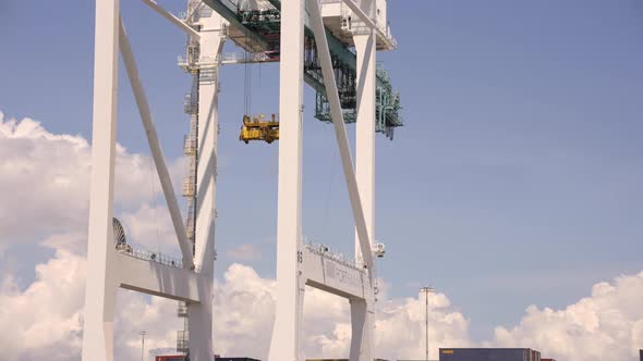 Parallax Shot Loading Cranes Port Miami Fl Usa