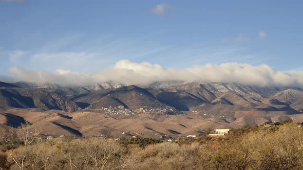 Rolling Clouds Over the Town of Jerome Arizona Wide Shot Time Lapse