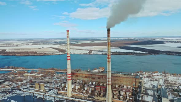 Survey of Heat Power Station from Aerial View