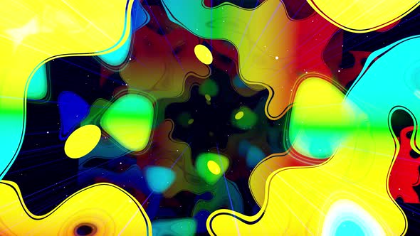 Motion Graphic Abstract Colorful Looped Bg Modern Art Fly in Art Space Multilayer Structure with