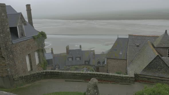 Mont St Michel view from higher levels    tourist attraction in northern France  4k 2160p UHD footag