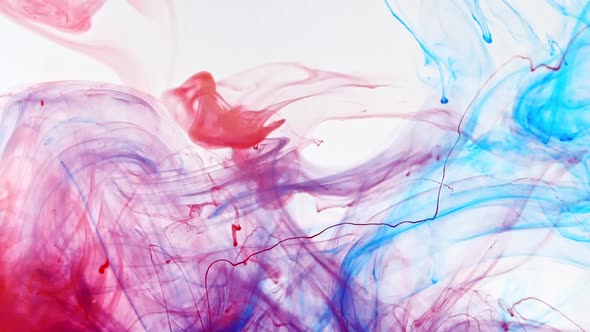 Color Ink in Water on White Background