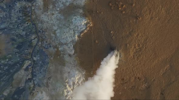 Geyser Smoke in a Geothermal Field in Iceland