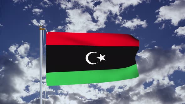 Libya Flag Waving 4k