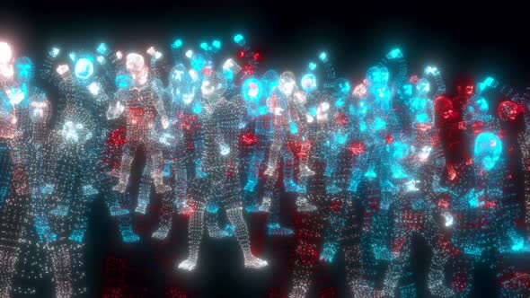 Happy Digital Crowd In Metaverse 4k