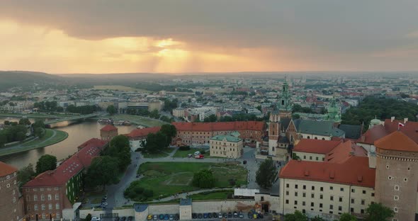 Aerial View of Wawel Royal Castle and Vistula River