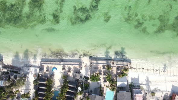 Aerial View of the Beach on Zanzibar Island Tanzania Slow Motion