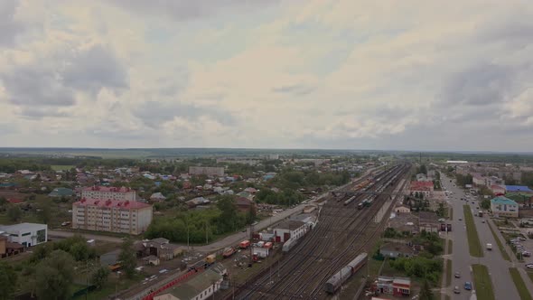 Aerial Photography of the Railway Tracks in the Village