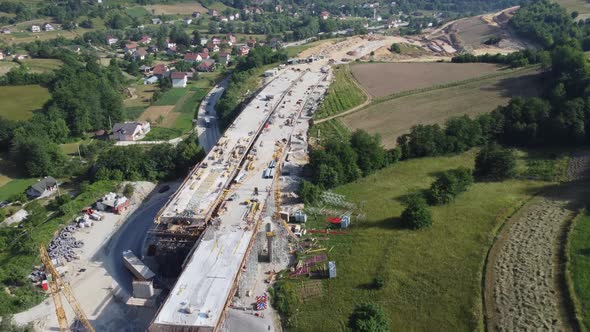 Aerial Shot New Road Or Highway Construction Site 4K - V2