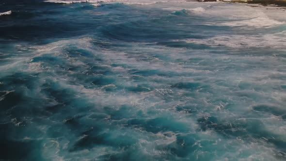 Aerial Drone View of Ocean Waves Splash Around Tenerife Canary Islands Spain