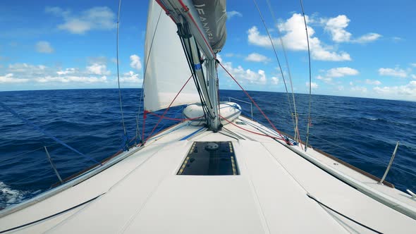 Boat's Prow While Crossing the Sea in a First-person View