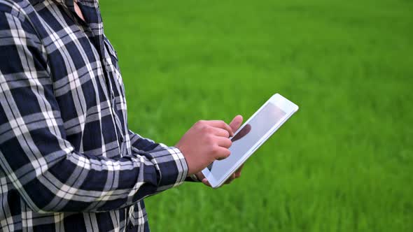 Agronomist Using a Tablet in an Agricultural Field