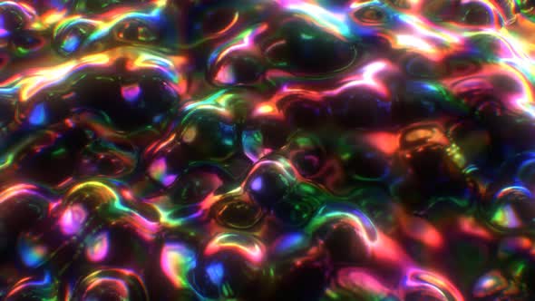 Beautiful Iridescent Rainbow Liquid Spectrum Bubbles Glow Fluorescent