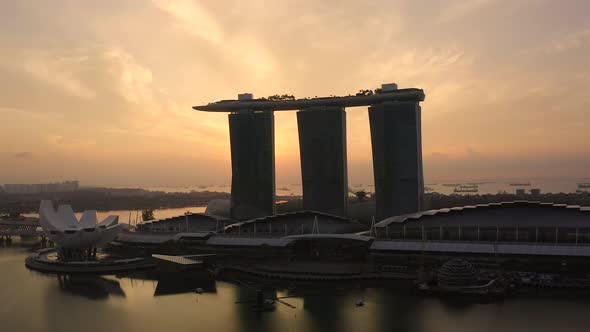 Aerial view of Singapore Skyscrapers With City. Corporate Offices Singapore.