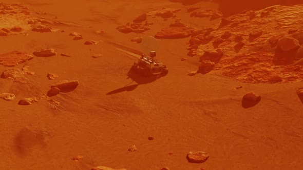 NASA Mars Rover Exploring Red Plance Surface