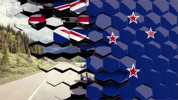 New Zealand Flag Hexagon Transition - 4K Resolution