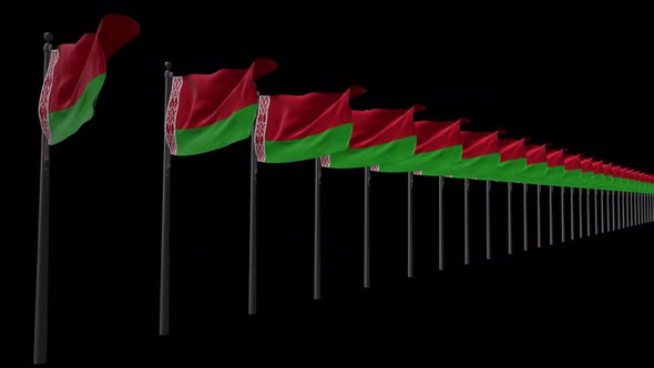 Row Of Belarus Flags With Alpha 2K
