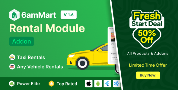 6amMart Car Rental Module Addon