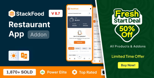 StackFood Multi Restaurant - Food Ordering Restaurant App