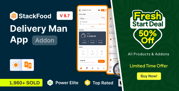 StackFood Multi Restaurant - Food Ordering Delivery Man App