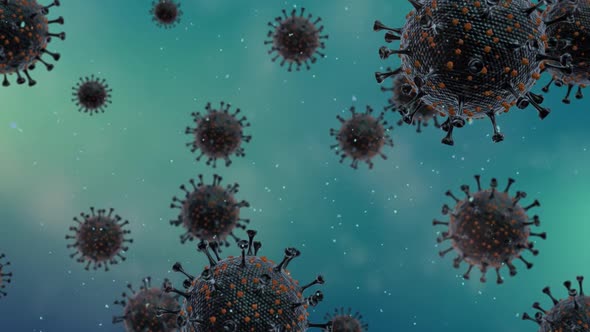 Covid 19 virus on blue background