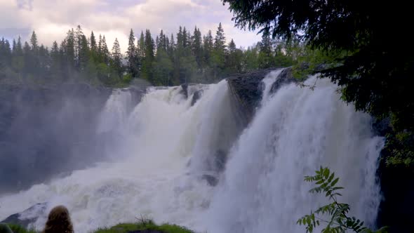 Ristafallet in Northern Sweden is one of the biggest waterfalls with the most amount of water fallin